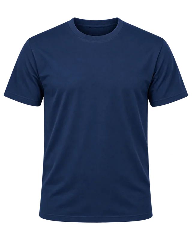 Camiseta cuello redondo. Lisa azul marino. Hombre / recto · Manga corta · Sin bolsillo · Sin cinta. Vista Frontal.