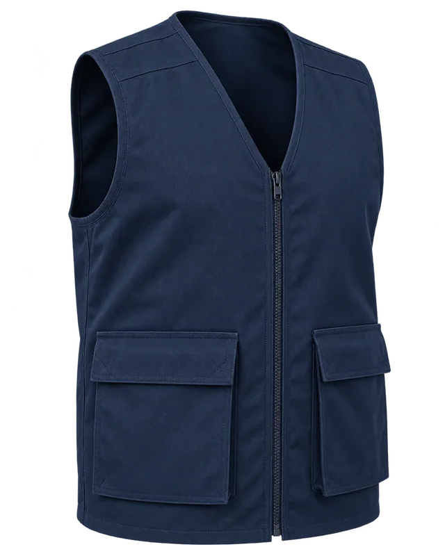 Chaleco multibolsillos / operativo. Uniforme. Dos con tapa · Sin cinta. Vista Frontal.